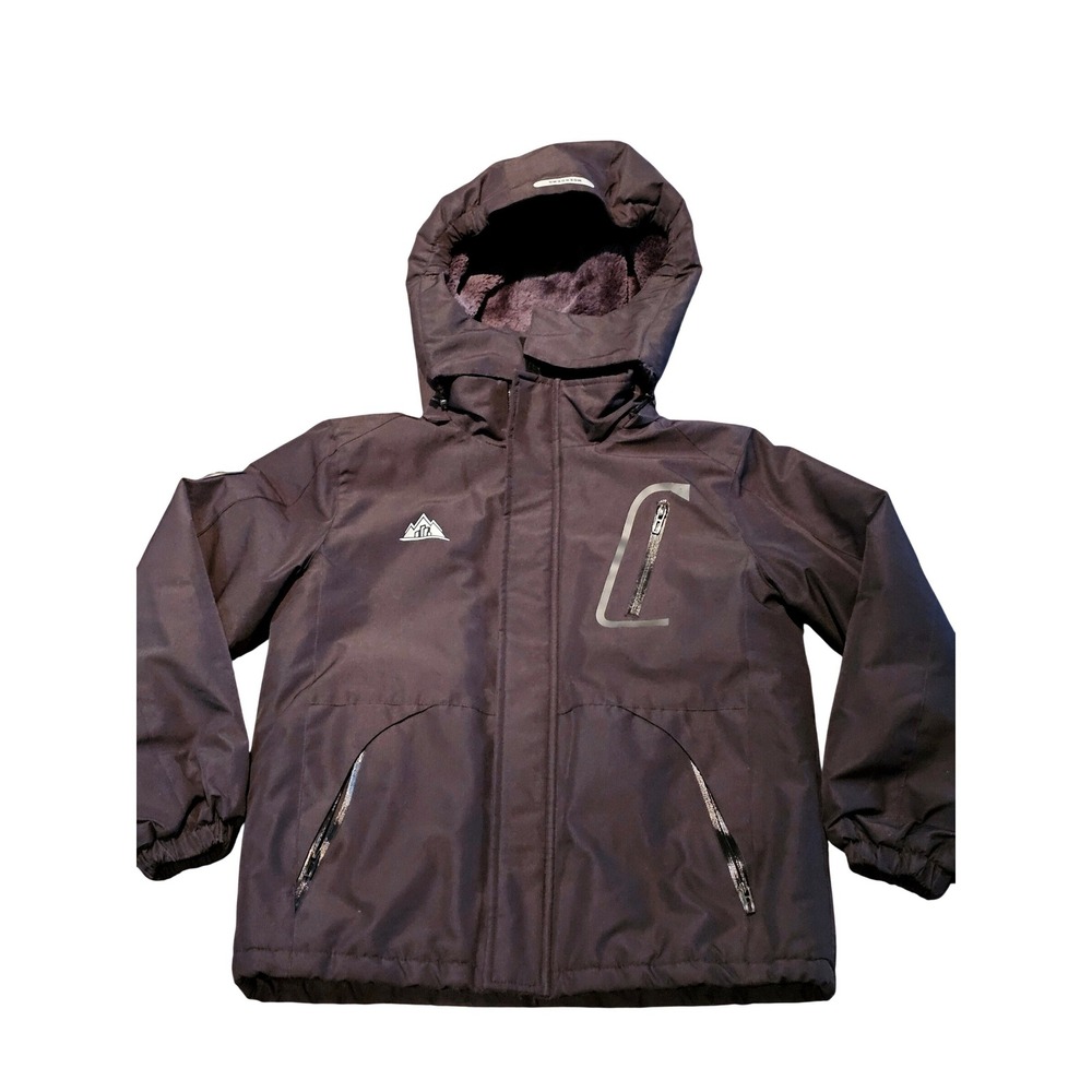MOERDENG Boys Girls Insulated Winter Jacket Fleece Lined Hooded Ski Snow Black 8
